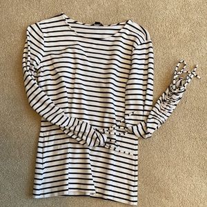 Ann Taylor striped shirt with gathered ties, EUC